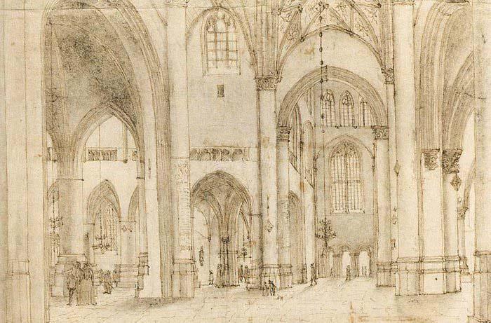 unknow artist Interior of St Bavo s Church in Haarlem Sweden oil painting art